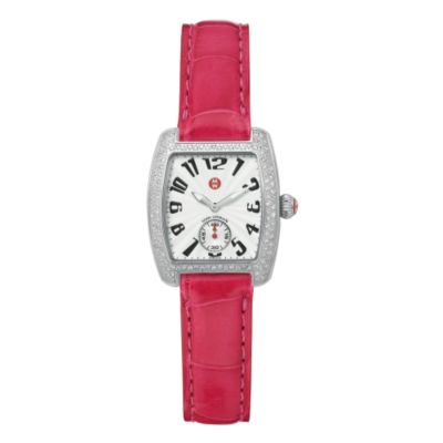 Michele Women's Mini Urban Diamond Watch With Pink Strap &mdash; Alt Image 1