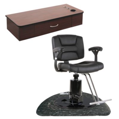 A product thumbnail of Hamilton Electric Base Styling Chair with FREE Wall Mount Vanity and 3'x5' Black Marbleized Circle Mat