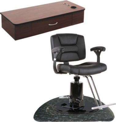 A product thumbnail of Hamilton Electric Base Styling Chair with FREE Wall Mount Vanity and 3'x5' Black Marbleized Circle Mat