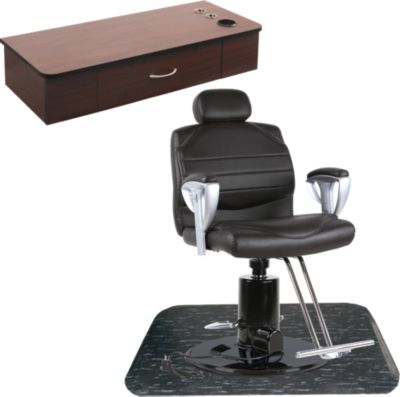 A product thumbnail of Presidio Electric Base Styling Chair with FREE Wall Mount Vanity and 3'x5' Black Marbleized Rectangle Mat