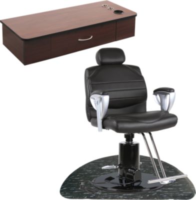 A product thumbnail of Presidio Electric Base Styling Chair with FREE Wall Mount Vanity and 3'x5' Black Marbleized Circle Mat
