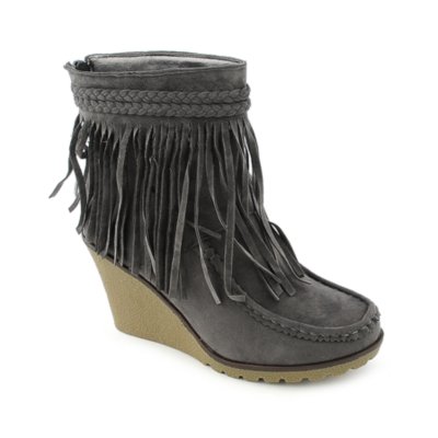 gray fringe booties