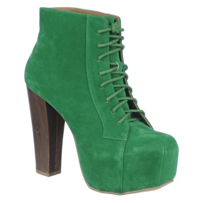 green platform ankle boots