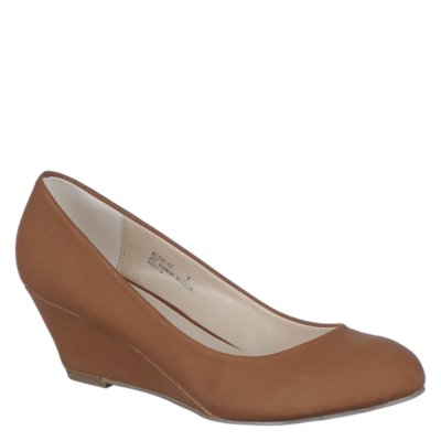 Buy Bamboo Womens Elias01 chestnut casual slip on wedge shoe