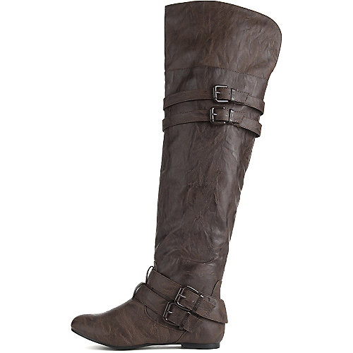 Shiekh Women's Knee-High Pocket Boot Vickie-16 Hi Brown Knee-High Boots