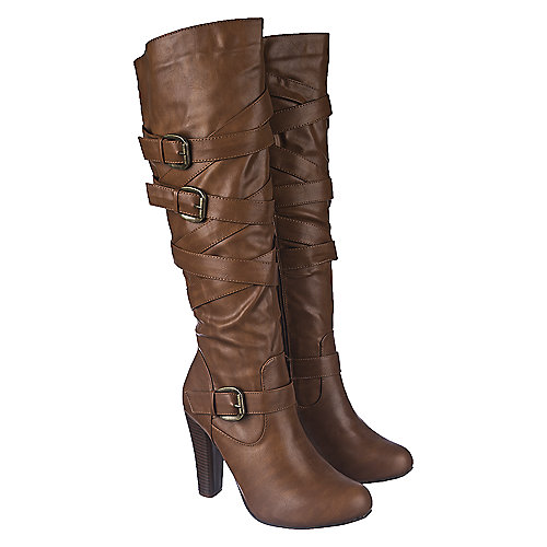 Shiekh Women's Knee-High Leather Boot Apollo-1 Tan Knee-High Boots
