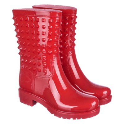 beige rain boots