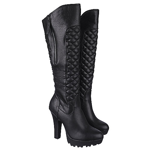Shiekh Women's Knee-High Pocket Boot Elizabeth-01 Black Knee-High Boots