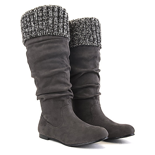 Shiekh Women's Starcy-70B Knitted Boot Grey Mid-Calf Boots