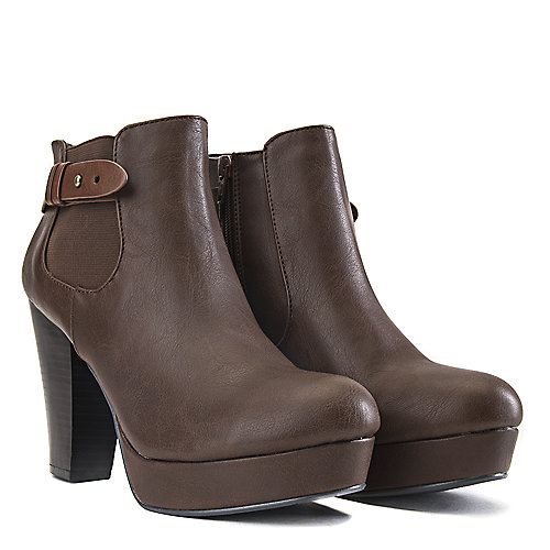 Soda Women's High Heel Ankle Boot Quote-H Brown Ankle Boots
