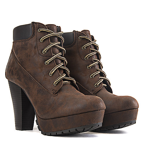 Soda Women's High Heel Ankle Boot DB-HW2284 Brown Ankle Boots