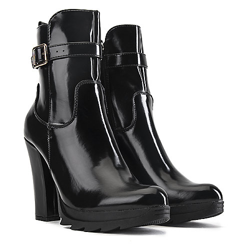 DbDk Women's Walnut-1 High Heel Ankle Boot Black High Heel Boots