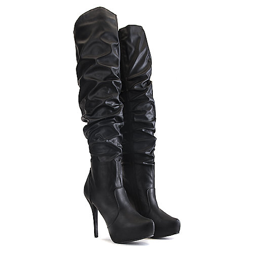 Nature Breeze Women's Amber-06 Thigh-High Boot Black Thigh-High Boots