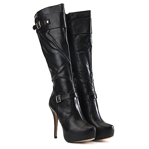 Nature Breeze Women's Knee-High Boot Amber-03 Black Knee-High Boots