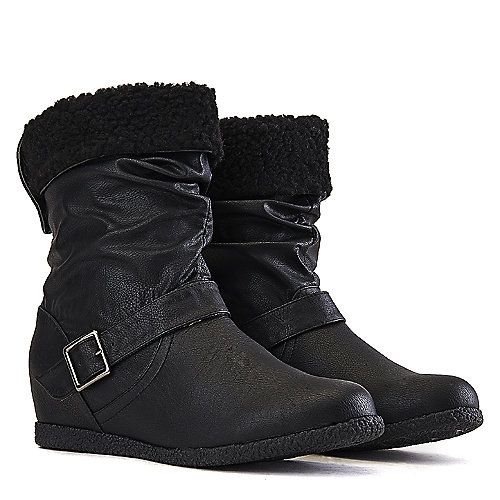 Wild Diva Women's Delta-06 Mid-Calf Boot Black Mid-Calf Boots