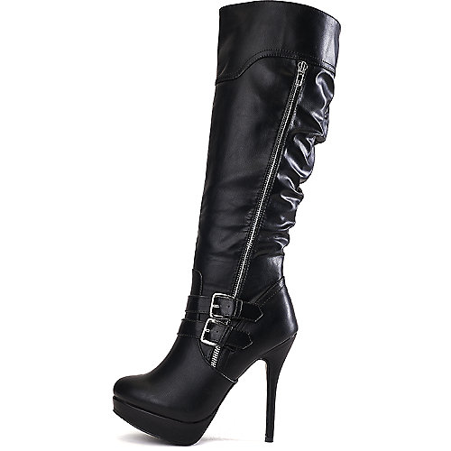 Wild Diva Women's Sonny-209 Knee-High Boot Black Platform Boots