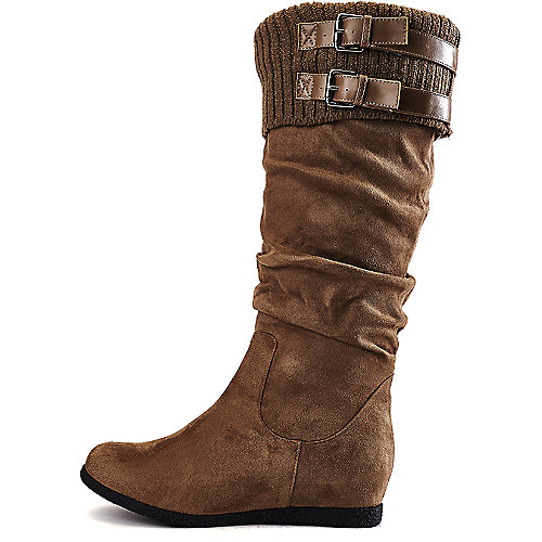 Wild Diva Women's Delta-04 Flat Mid-Calf Boot Taupe Flat Boots