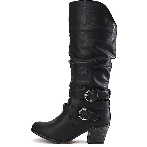 Wild Diva Women's Miles-28 Low-Heel Boot Black Western/Riding Boots