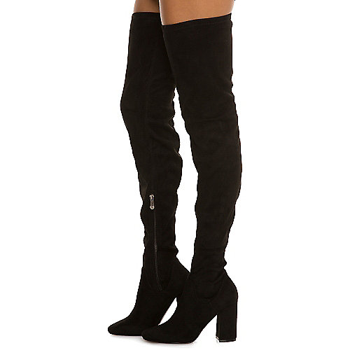 Cape Robbin Women's Betisa-4 Thigh-High Boot Black Knee-High Boots