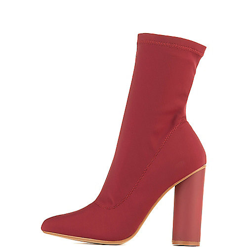 Cape Robbin Women's Paw-1 High Heel Ankle Boot Burgundy High Heel Boots