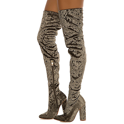 Cape Robbin Women's Paw-27 Thigh-High Boot Green Thigh-High Boots