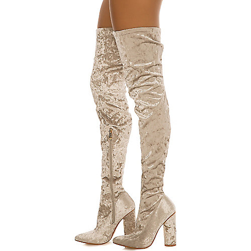 Cape Robbin Women's Paw-27 Thigh-High Boot Grey Thigh-High Boots