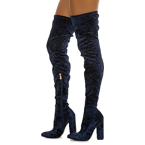 Cape Robbin Women's Paw-27 Thigh-High Boot Blue Thigh-High Boots