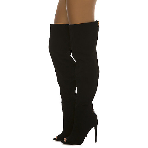 Cape Robbin Women's Libby-1 Thigh-High Boot Black Thigh-High Boots