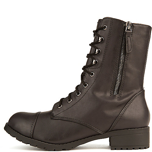 Soda Women's Footer-S Lace-Up Combat Boot Black Combat Boots
