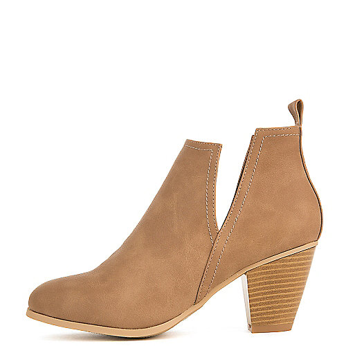 Nature Breeze Women's Saddle-03 Low Heel Ankle Bootie Tan Ankle Boots