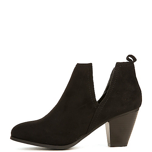 Nature Breeze Women's Saddle-03 Low Heel Ankle Bootie Black Ankle Boots