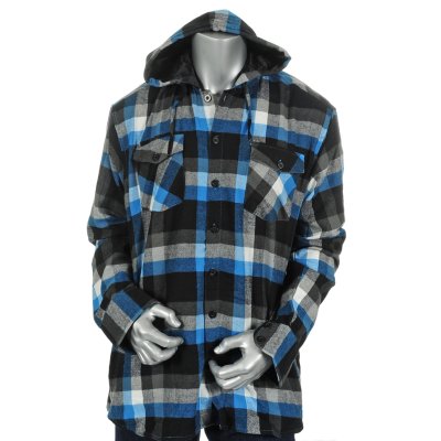 Mens Hooded Long Sleeve Flannel Shirt