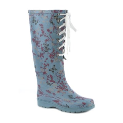 rain boots with lace up back