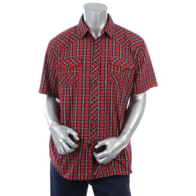 Mens Short Sleeve Plaid Shirt
