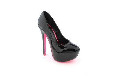 Black Patent/Neon Pink