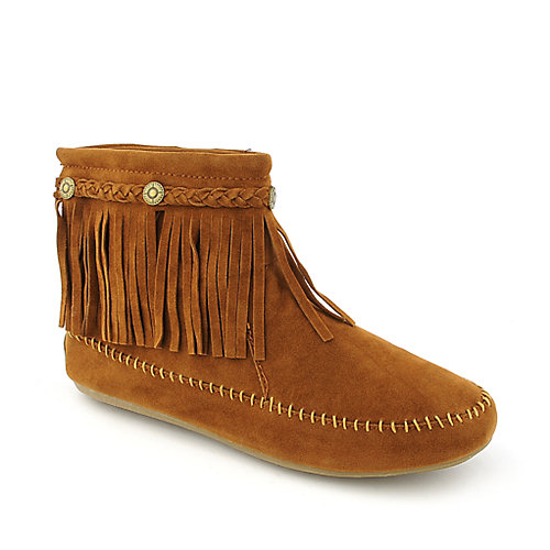 Nature Breeze Women's Fringe Ankle Boot Cherokee-01 Tan Ankle Boots