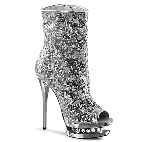 Pleaser Womens Blondie-R-1008 Silver Platform Boots