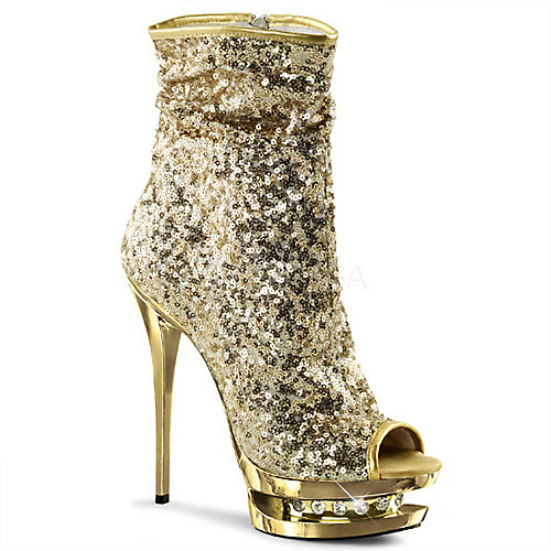 Pleaser Womens Blondie-R-1008 Gold Platform Boots