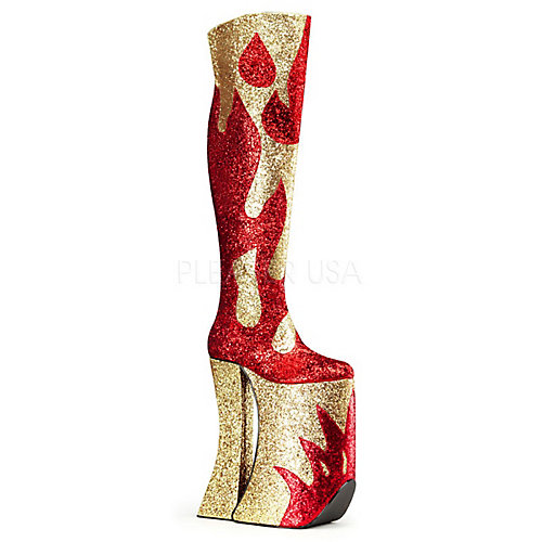 Pleaser Womens Splashy-3020 Gold Platform Boots
