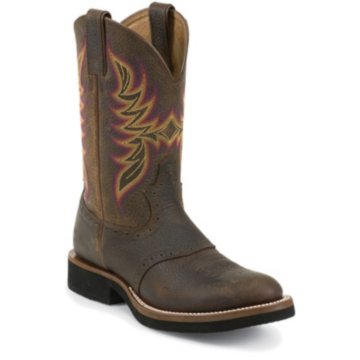 Justin Boots Stampede&trade; Dark Brown Rawhide W/Saddle - 5074