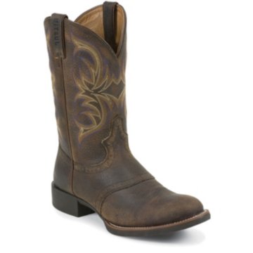 Justin Boots Stampede Dark Brown Rawhide W/Saddle - 7200