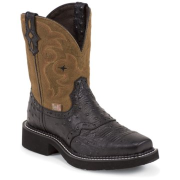 Justin Boots Justin Gypsy® Black Ostrich Print W/Perfed Saddle Vamp
