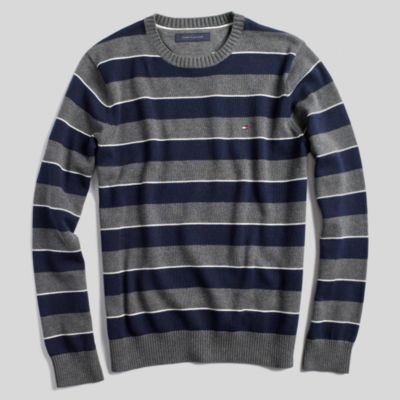 COTTON CREWNECK STRIPE SWEATER