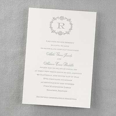 Wedding invitations with embossed initials