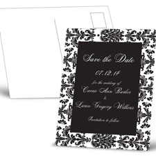 Damask Border - Black - Save the Date Postcard