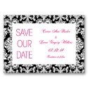 Damask Border - Black - Save the Date Card