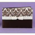 Elegant Damask Guest Book - Mocha and Ivory
