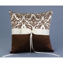 Elegant Damask Pillow - Mocha and Ivory