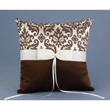 Elegant Damask Pillow - Mocha and Ivory