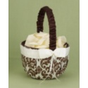 Elegant Damask Basket - Mocha and Ivory